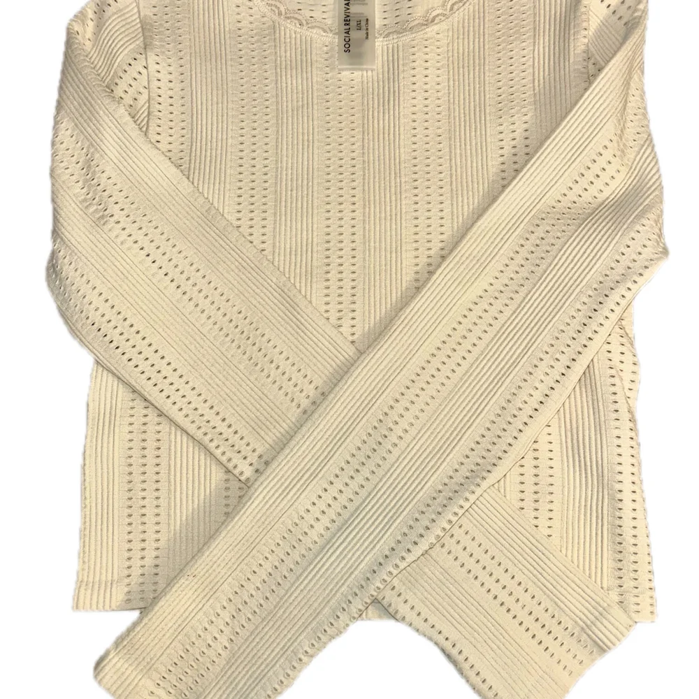 Fitted Beige Pointelle Like Top By Social Revival NWOT